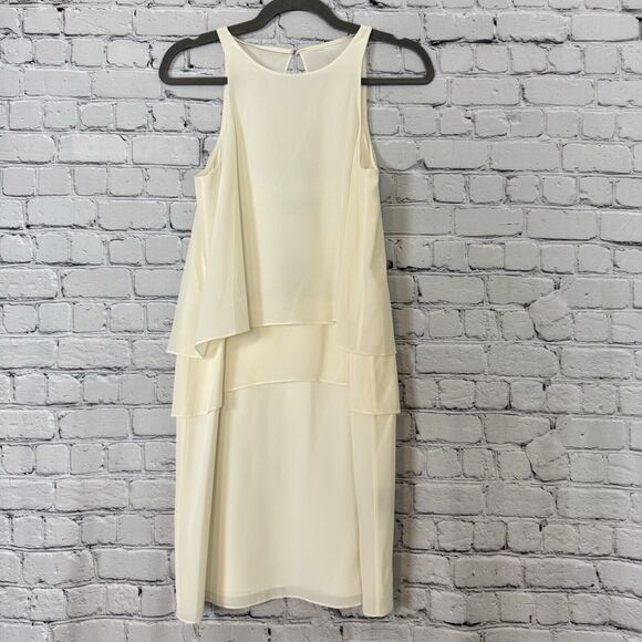 NWT Tibi Ivory Silk Halter Tiered Mini Dress Womens 4 Sleeveless Open Back Party - Picture 3 of 13